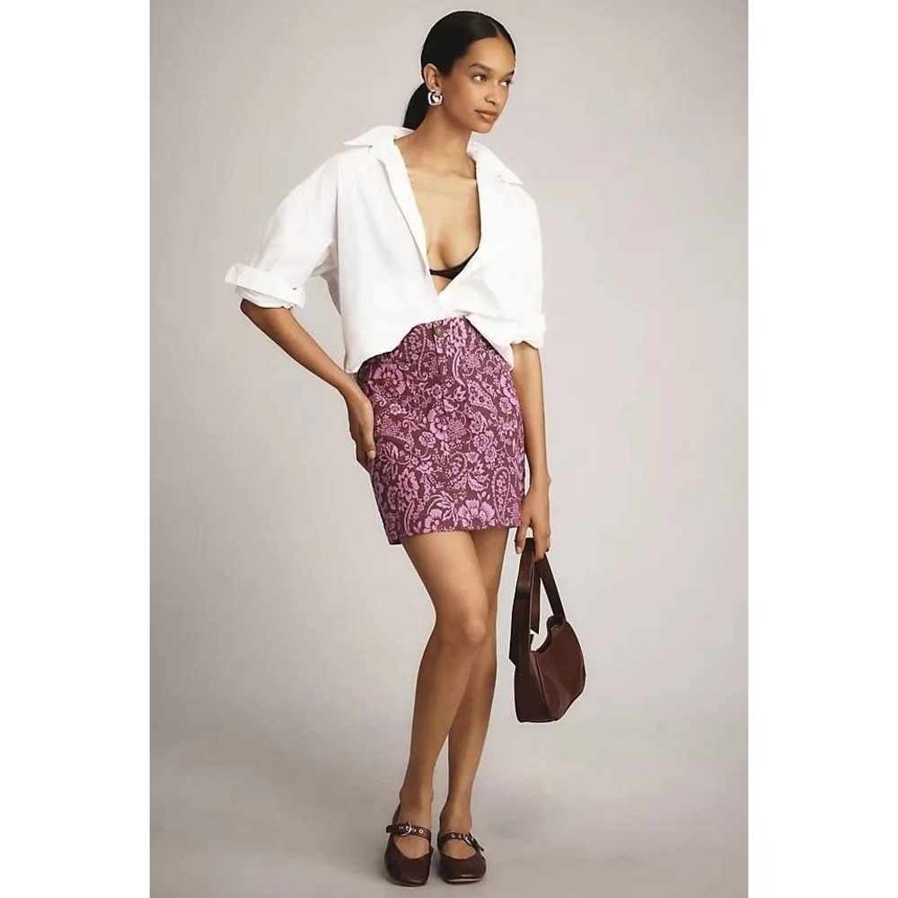 Maeve by Anthropologie Womens Purple Pink Floral Paisley Mini Skirt Size XS